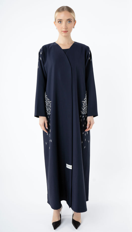 Blue Abaya with Embellishments on Sides And Sleeves