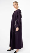 Purple Abaya with Embellishments on Sides And Sleeves