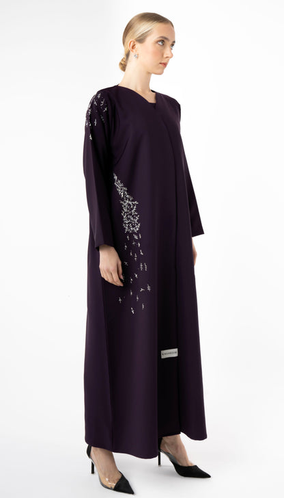 Purple Abaya with Embellishments on Sides And Sleeves
