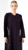 Purple Abaya with Embellishments on Sides And Sleeves