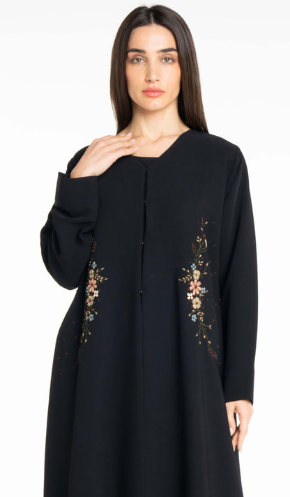 Beautiful Floral Hand Embroidery Design Abaya