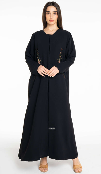 Beautiful Floral Hand Embroidery Design Abaya