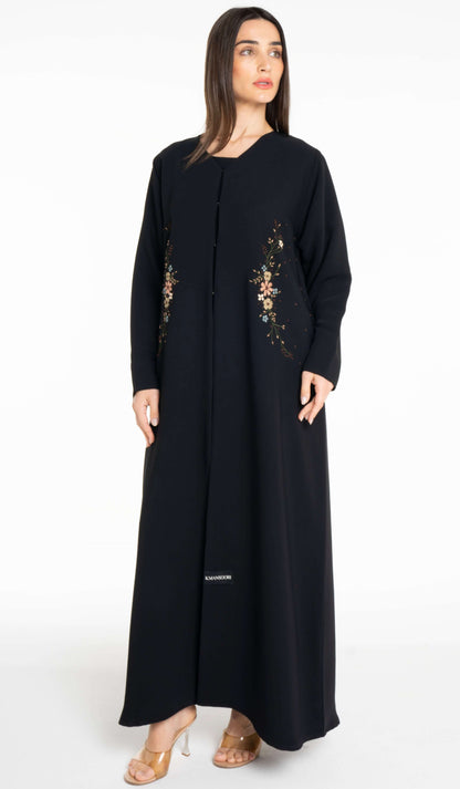 Beautiful Floral Hand Embroidery Design Abaya