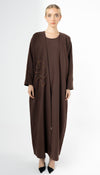 Bisht Abaya With Elegant Beaded Embellishment On One Side And Sleeves