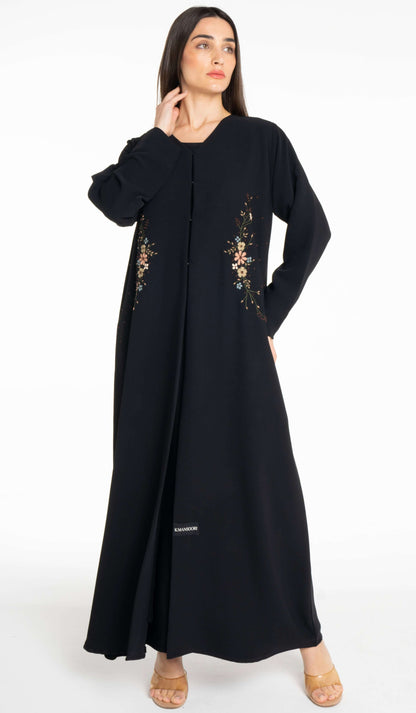Beautiful Floral Hand Embroidery Design Abaya