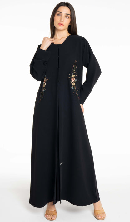 Beautiful Floral Hand Embroidery Design Abaya