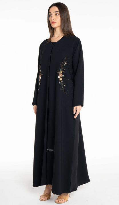 Beautiful Floral Hand Embroidery Design Abaya