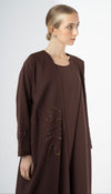 Bisht Abaya With Elegant Beaded Embellishment On One Side And Sleeves