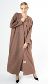 Bisht Abaya With Elegant Beaded Embellishment On One Side And Sleeves