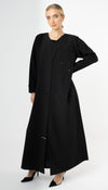 Black Abaya With Stitch Lines On Front And Sleeves