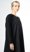 V-Neck Abaya With Stich Line And Embellishment On Front