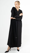 Elegant And Unique Abaya With Flower Style Embroidery On Front