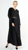 Elegant And Unique Abaya With Flower Style Embroidery On Front