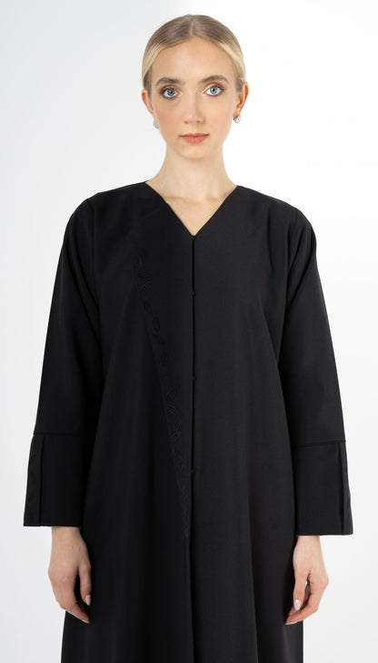 Floral Thread Embroidery On Front And Sleeve