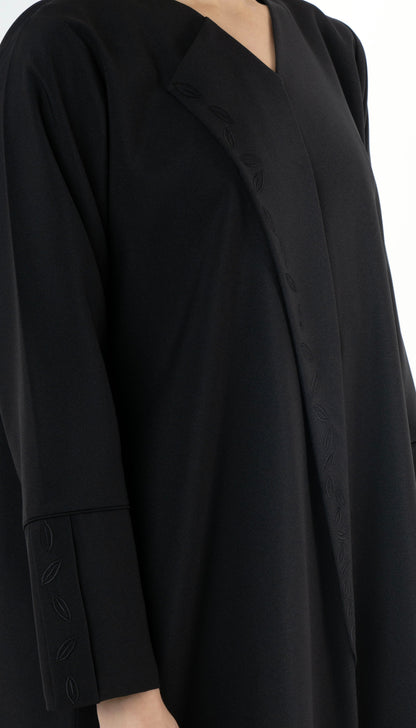 Floral Thread Embroidery On Front And Sleeve