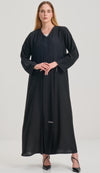 Black OveAbaya With Simple Lacework Detailing