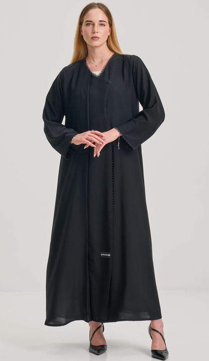 Black OveAbaya With Simple Lacework Detailing