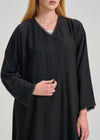 Black OveAbaya With Simple Lacework Detailing