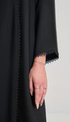 Black OveAbaya With Simple Lacework Detailing