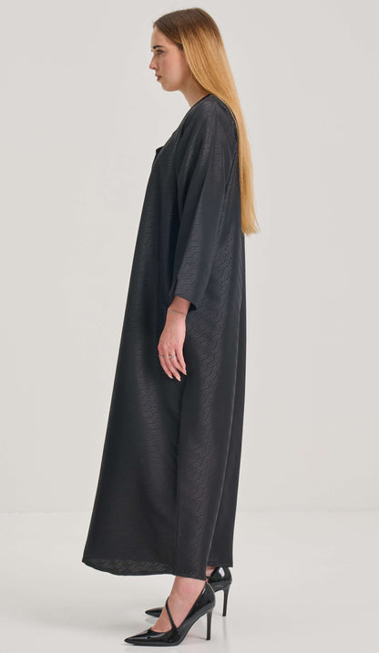 Stylish Overlap Pattern Abaya With Button Embellishment
