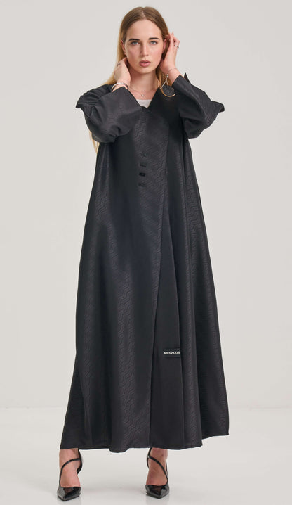 Stylish Overlap Pattern Abaya With Button Embellishment