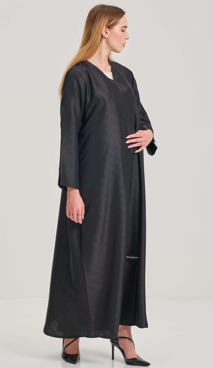 Stylish Overlap Pattern Abaya With Button Embellishment