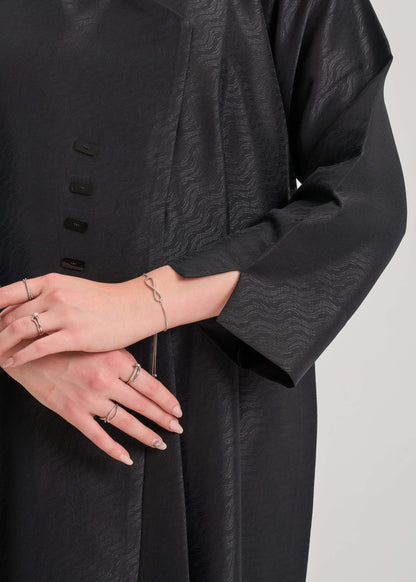 Stylish Overlap Pattern Abaya With Button Embellishment