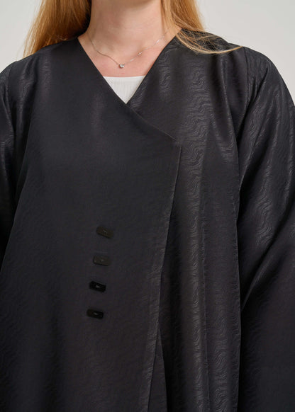 Stylish Overlap Pattern Abaya With Button Embellishment