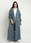 Collar Abaya With Frilled Drawstring Sleeve Pattern