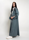 Collar Abaya With Frilled Drawstring Sleeve Pattern