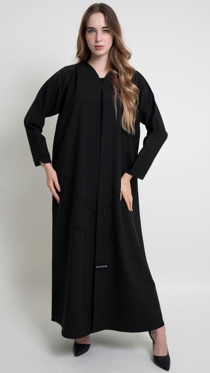 Elegant black Abaya for women with bead embellishments