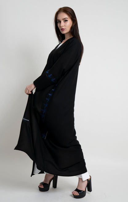 Floral design thread embroidered abaya. 