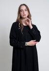Black abaya with Embroidered Neckline and Floral Motif Sleeves