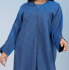 Delicate embellishments on sky blue bisht abaya