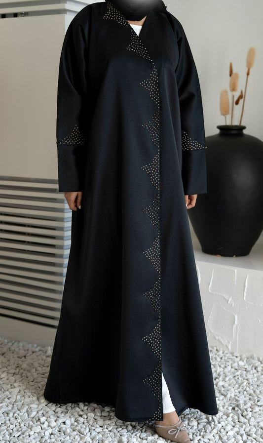 Black Abaya with triangular Hand Work and sleeves