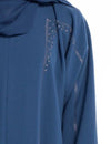Sky Blue Colored V-Neck Abaya with Geometrical Patterned Embroidery