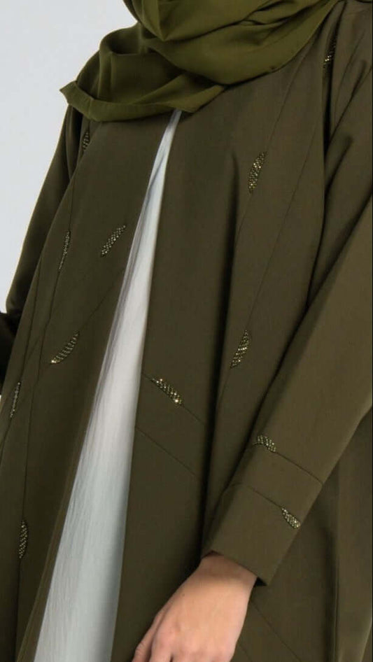 Detailed view of line patterned beaded embellishments