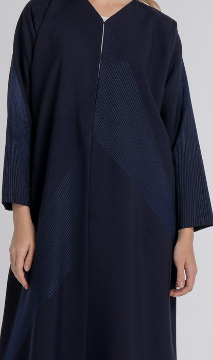 Dark Blue Colored Abaya with Beautiful Splash Embroidery
