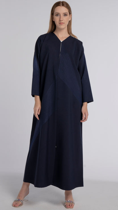 Dark Blue Colored Abaya with Beautiful Splash Embroidery