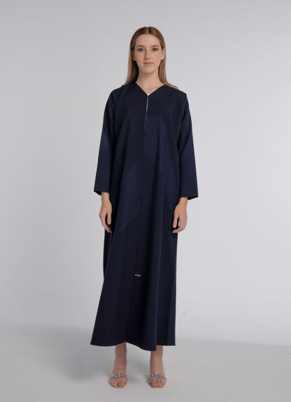 Dark Blue Colored Abaya with Beautiful Splash Embroidery