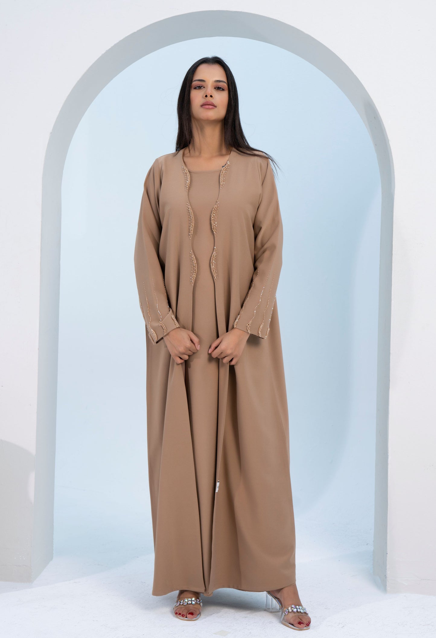 abaya designs with embellishments on sleeves