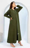 side view of green abaya with embellishments