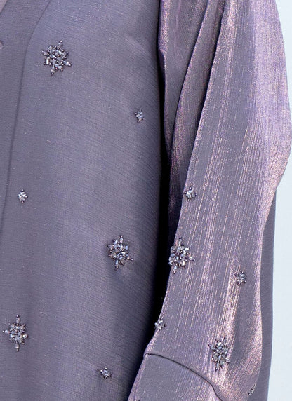 Purple Bisht Abaya with Star Sparkle Embellishments