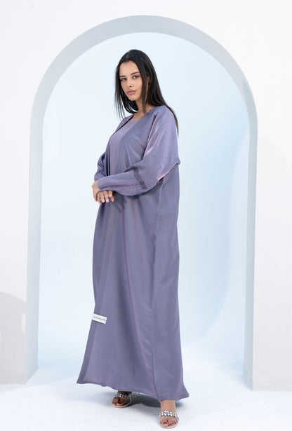 Purple Bisht Abaya with Sparkling Embellishments on Sleeves