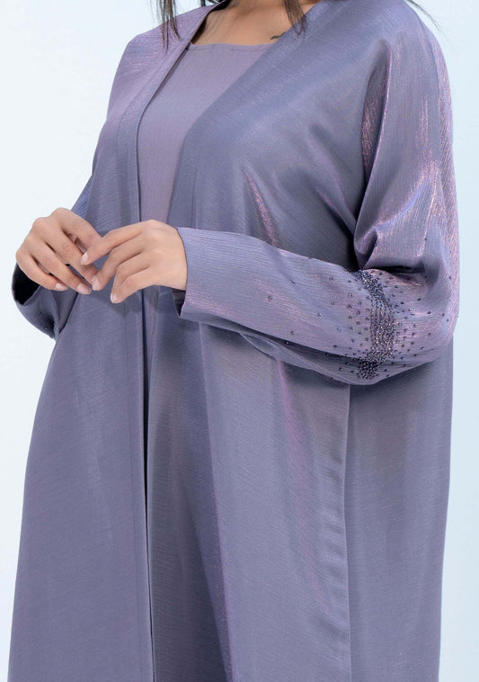 Purple Bisht Abaya with Sparkling Embellishments on Sleeves