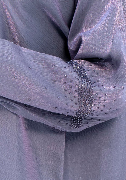 Purple Bisht Abaya with Sparkling Embellishments on Sleeves
