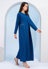 Sky blue V-Neck abaya with embellishments on side and both sleeves.