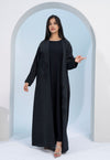 Black bisht abaya with ethnic embroidery and embellishments