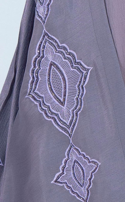 Purple Bisht Abaya with Ethnic Embroidery and Embellishments