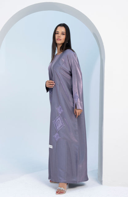 Purple Bisht Abaya with Ethnic Embroidery and Embellishments